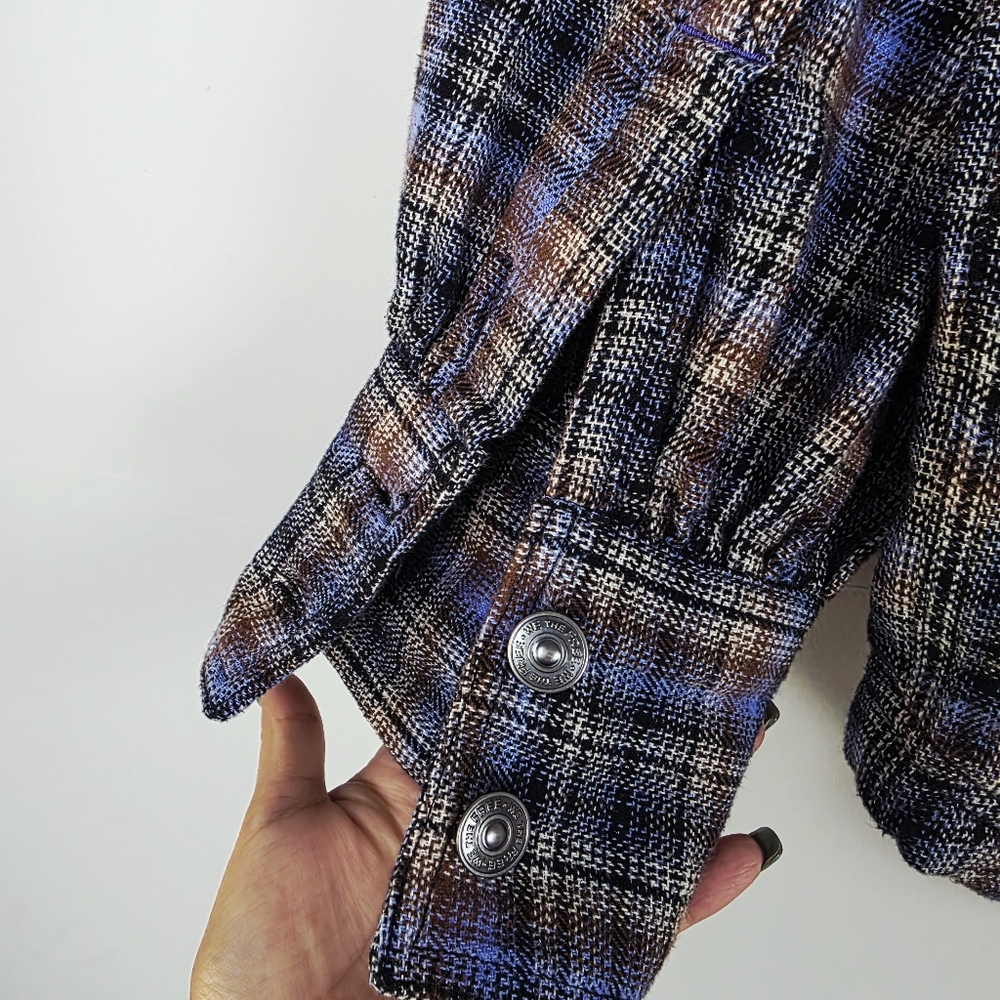 Free People Ashley Plaid Oversized Shirt Size Medium - Picture 7 of 10